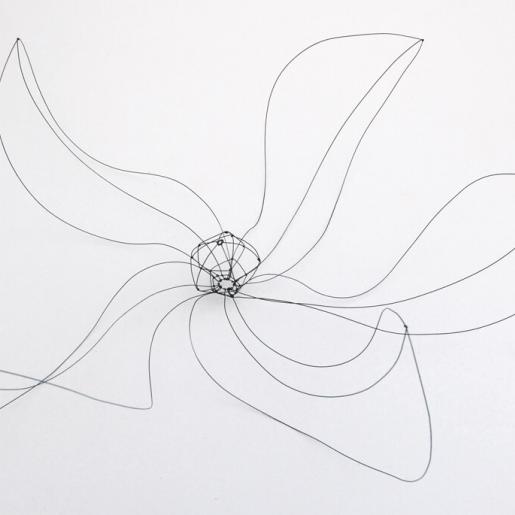 "Cyclamen" aus der Reihe „Petals“. Drahtobjekt. Eisendraht. 49 x 46 x 18 cm, 2015